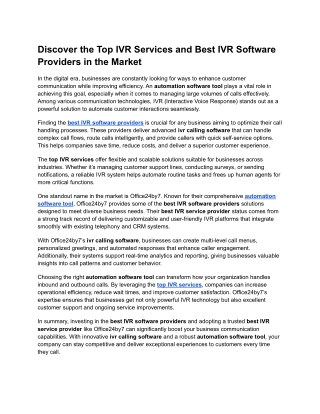 Discover the Top IVR Services and Best IVR Software Providers in the Market