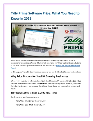 Tally Prime Software Price What You Need to Know in 2025