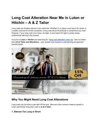 Long Coat Alteration Near Me in Luton or Hitchin – A & Z Tailor