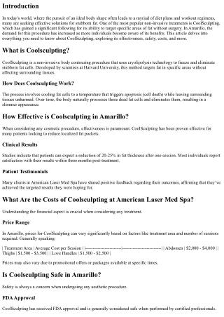 Coolsculpting The Key to Long-Lasting Fat Reduction in Amarillo