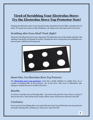 Tired of Scrubbing Your Electrolux Stove- Try the Electrolux Stove Top Protector Now!