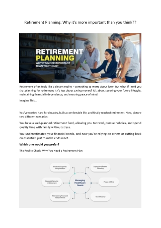 Retirement Planning Why it’s more important than you think