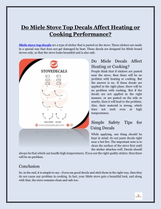 Do Miele Stove Top Decals Affect Heating or Cooking Performance?