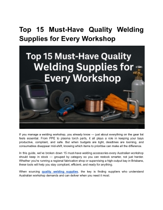 Top 15 Must-Have Quality Welding Supplies for Every Workshop