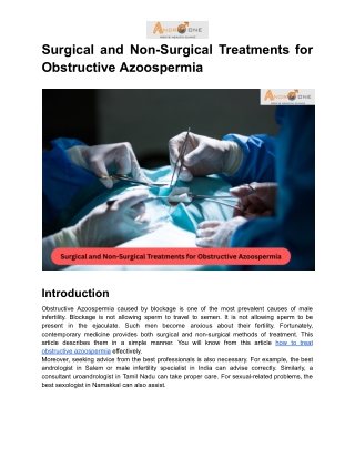 Surgical and Non-Surgical Treatments for Obstructive Azoospermia