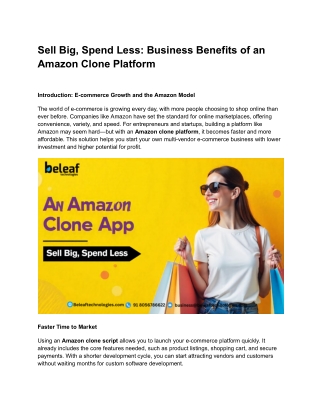 Sell Big, Spend Less_ Business Benefits of an Amazon Clone Platform