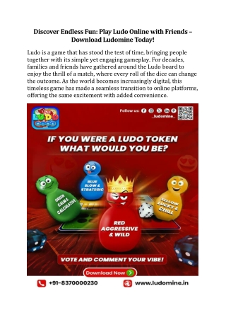 Discover Endless Fun: Play Ludo Online with Friends – Download Ludomine Today!