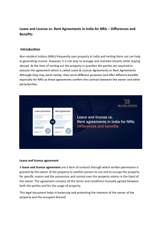 Leave and License vs. Rent Agreements