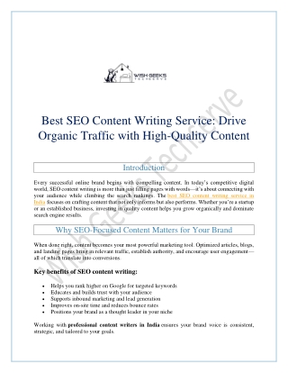 Best SEO Content Writing Service-Drive Organic Traffic with High-Quality Content