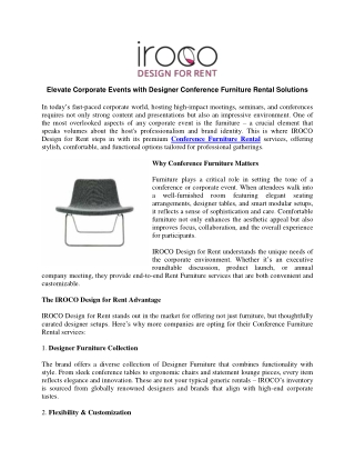 Elevate Corporate Events with Designer Conference Furniture Rental Solutions