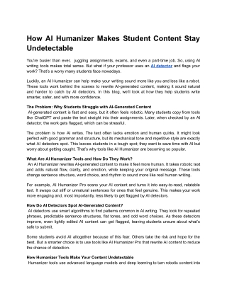 How AI Humanizer Makes Student Content Stay Undetectable