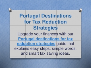Portugal Destinations for Tax Reduction Strategies