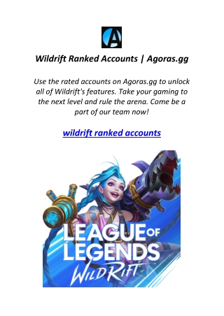 Wildrift Ranked Accounts | Agoras.gg