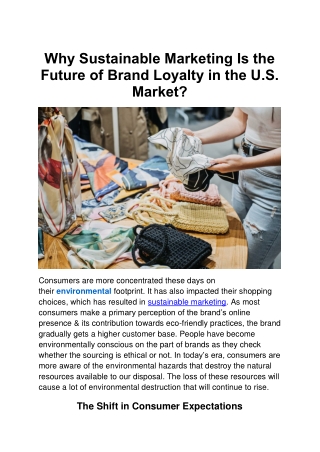 Why Sustainable Marketing Is the Future of Brand Loyalty in the U.S. Market