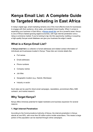 Kenya Email List: A Complete Guide to Targeted Marketing in East Africa