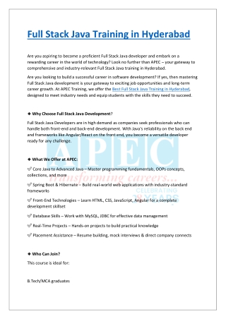 Full Stack Java Training in Hyderabad