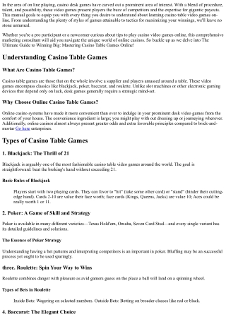 The  Complete Guide to  Succeeding  Large:  Understanding Casino Table Games  On