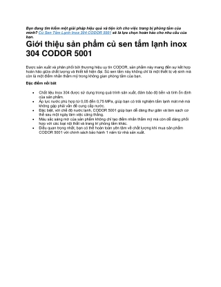 Củ Sen Tắm Lạnh Inox 304 CODOR 5001