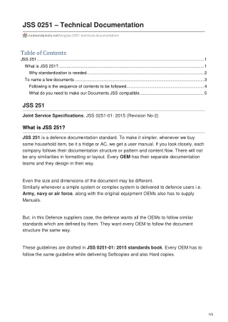 JSS 0251 Technical Documentation