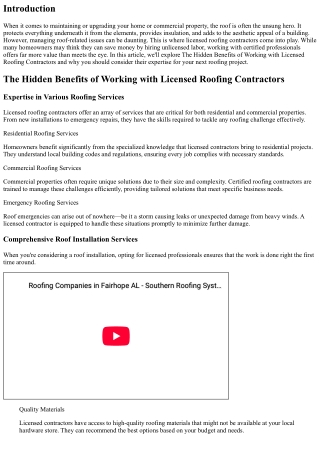The Hidden Benefits of Working with Licensed Roofing Contractors