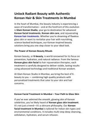 Korean Glass Skin Treatment in Mumbai – Book Your Glow Now