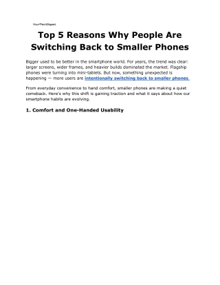 Top 5 Reasons Why People Are Switching Back to Smaller Phones