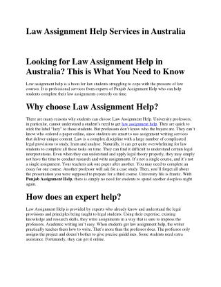 Law Assignment Help Services in Australia