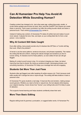 Can AI Humanizer Pro Help You Avoid AI Detection While Sounding Human