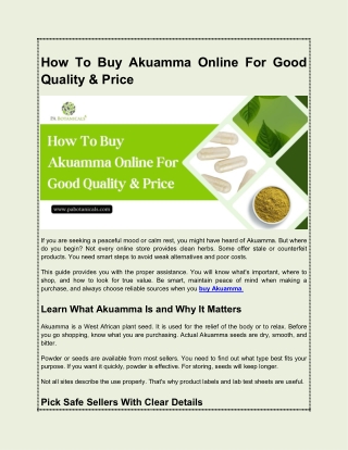 How To Buy Akuamma Online For Good Quality & Price