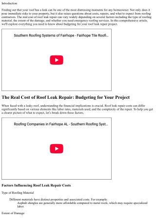 The Real Cost of Roof Leak Repair: Budgeting for Your Project
