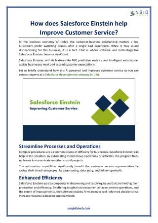 How does Salesforce Einstein help Improve Customer Service