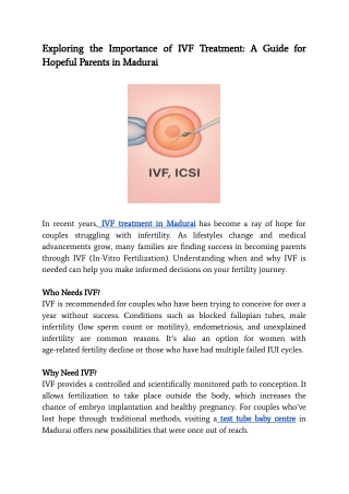 Exploring the Importance of IVF Treatment_ A Guide for Hopeful Parents in Madurai