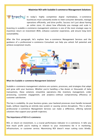 Maximize ROI with Scalable E-commerce Management Solutions