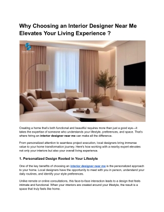 Why Choosing an Interior Designer Near Me Elevates Your Living Experience