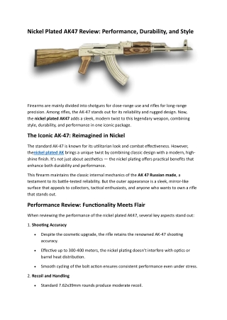 Nickel Plated AK47 Review Performance, Durability, and Style