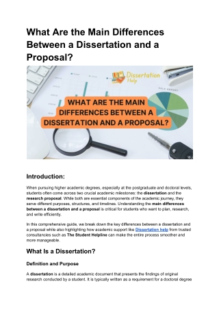 What Are the Main Differences Between a Dissertation and a Proposal