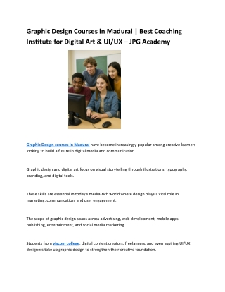 Graphic Design Courses in Madurai | Best Coaching Institute for Digital Art & UI
