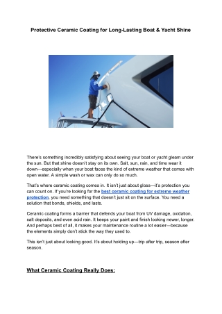 Protective Ceramic Coating for Long-Lasting Boat & Yacht Shine