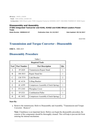 Caterpillar Cat 928G Wheel Loader (Prefix DJD) Service Repair Manual Instant Download (DJD00001-02977)