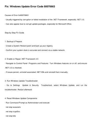 fix windows update error code 80070663