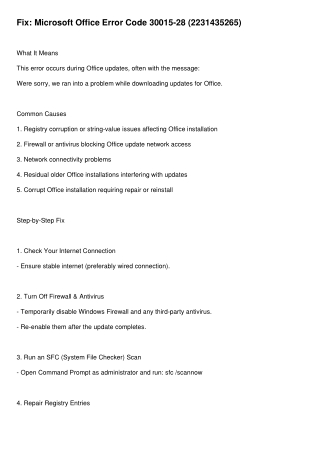 fix microsoft office error code 30015