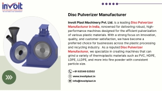Disc Pulverizer Manufacturer
