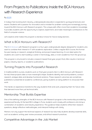 Inside the BCA Honours with Research Experience