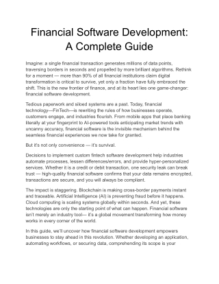 Financial Software Development- A Complete Guide
