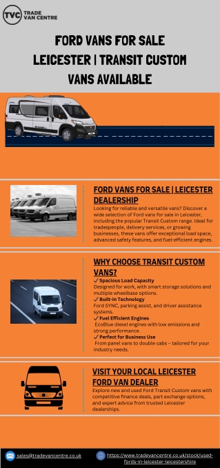 Ford Vans for Sale Leicester  Transit Custom Vans Available