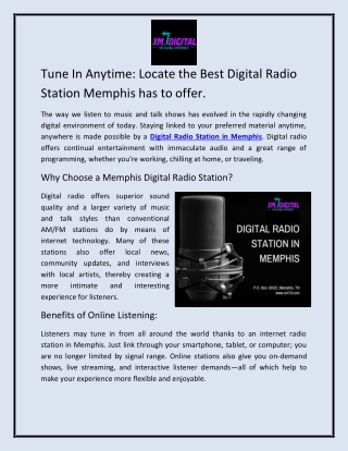 Tune In Anytime Locate the Best Digital Radio Station Memphis has to offer