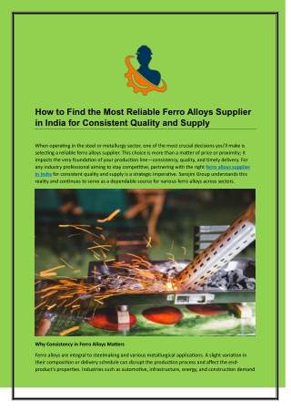 How to Find the Most Reliable Ferro Alloys Supplier in India for Consistent Quality and Supply