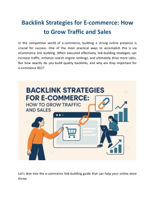 Backlink Strategies for E-commerce: How to Grow Traffic and Sales