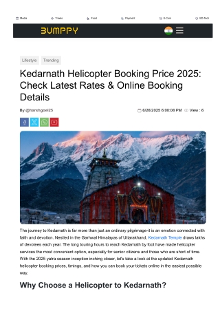 Kedarnath Helicopter Booking Price 2025