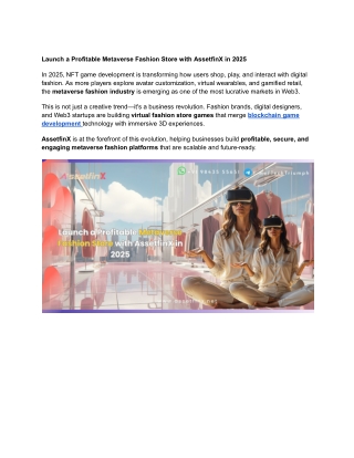 Launch a Profitable Metaverse Fashion Store with AssetfinX in 2025